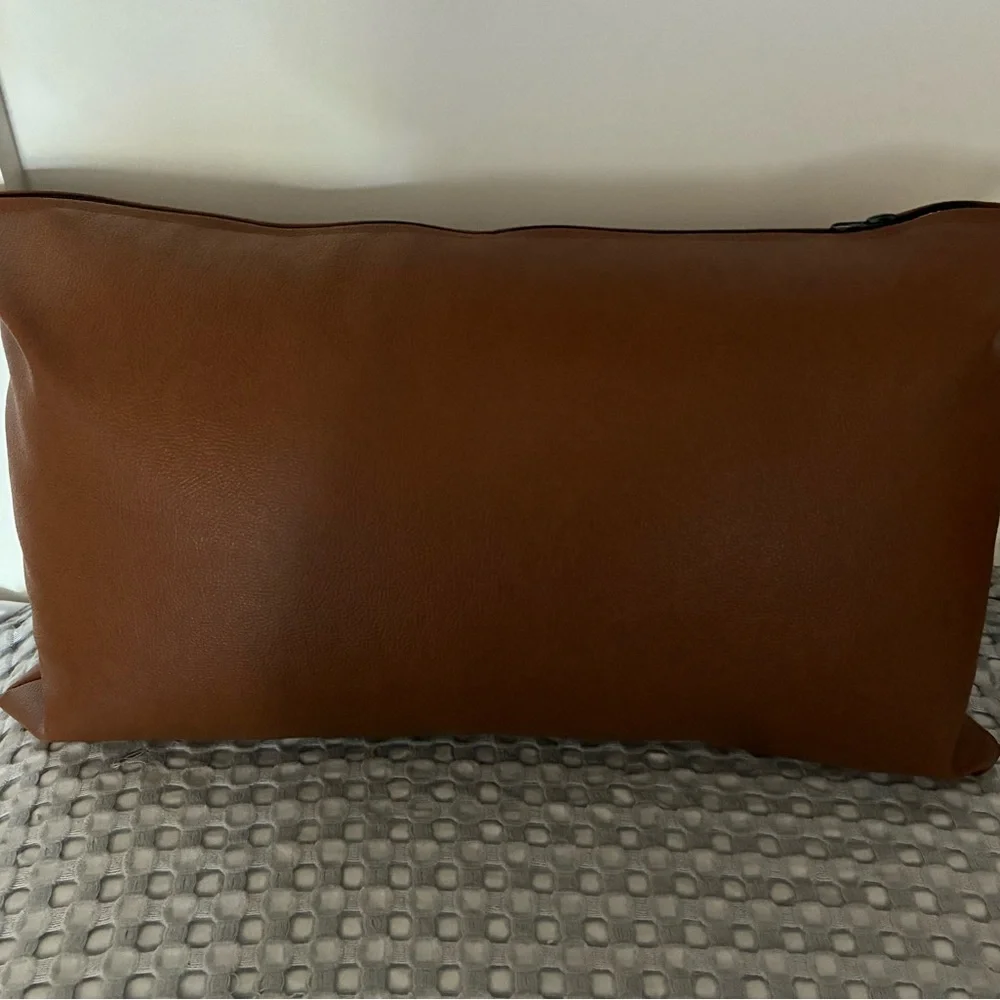 Faux Leather Accent Pillow